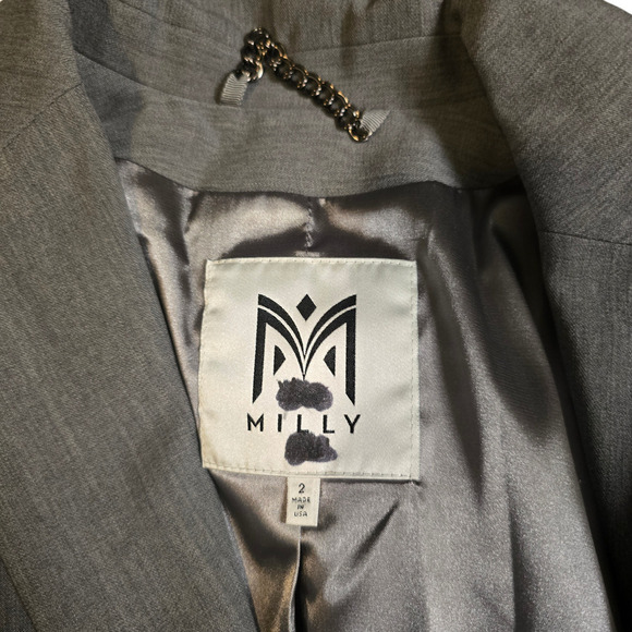 Milly size 2 xs wool grey blazer single button - Picture 5 of 10